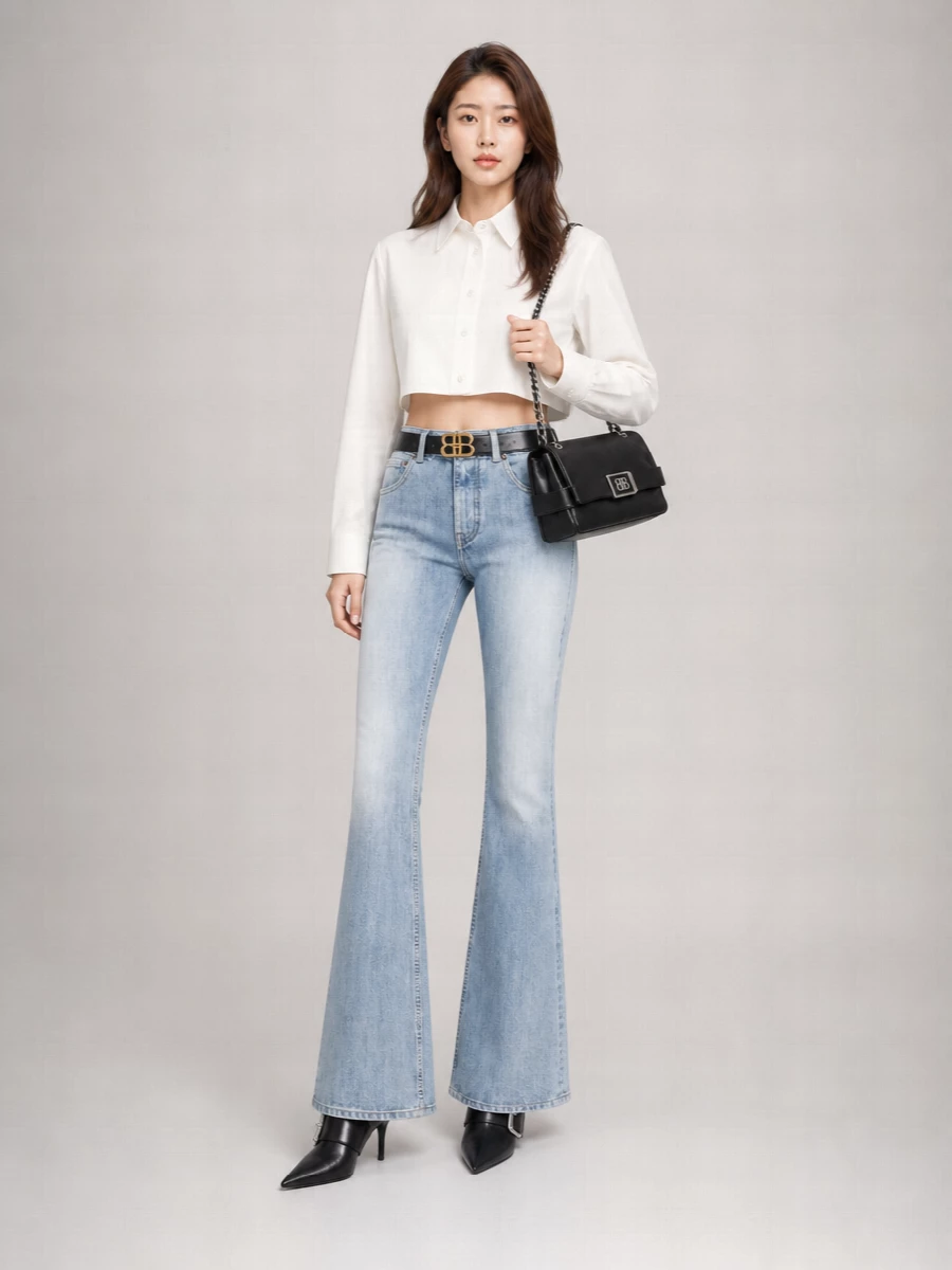 Balenciaga Denim Flared Trousers