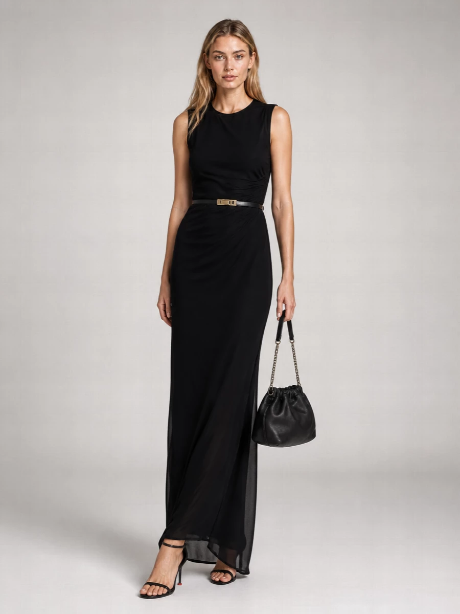 Ann Demeulemeester Silk Asymmetric Sleeveless Maxi Dress