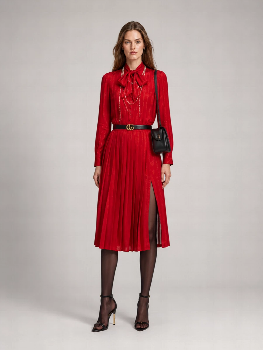 Gucci Calfskin Leather Logo-Embossed Belt