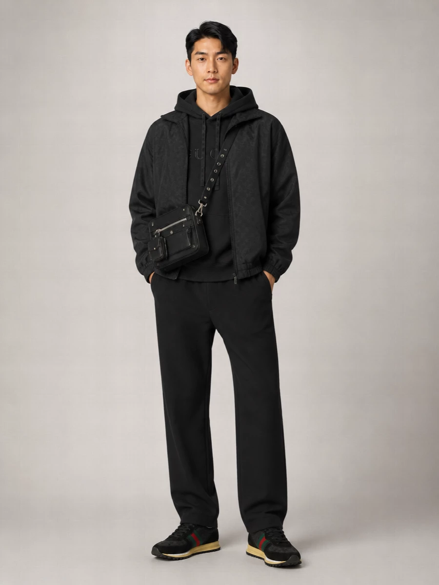 Gucci Fabric Windbreaker With Hood And Elastic Elements