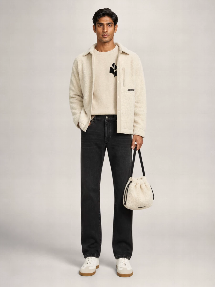 Isabel Marant Textured Lightweight Teddy Jacket With Cuffed Sleeves