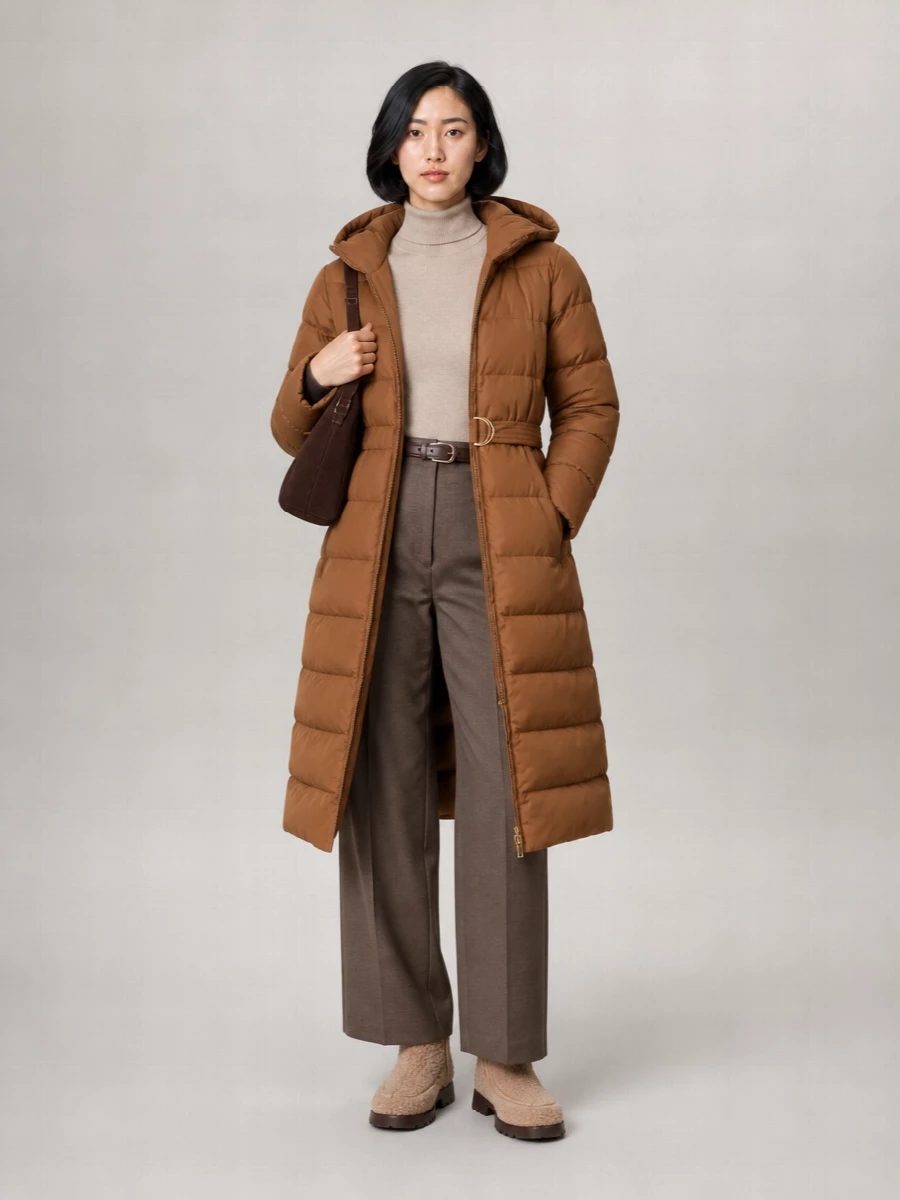 S Max Mara down belted long coat