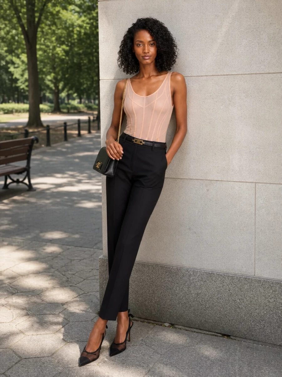 Elisabetta franchi bodysuit black tailored trousers