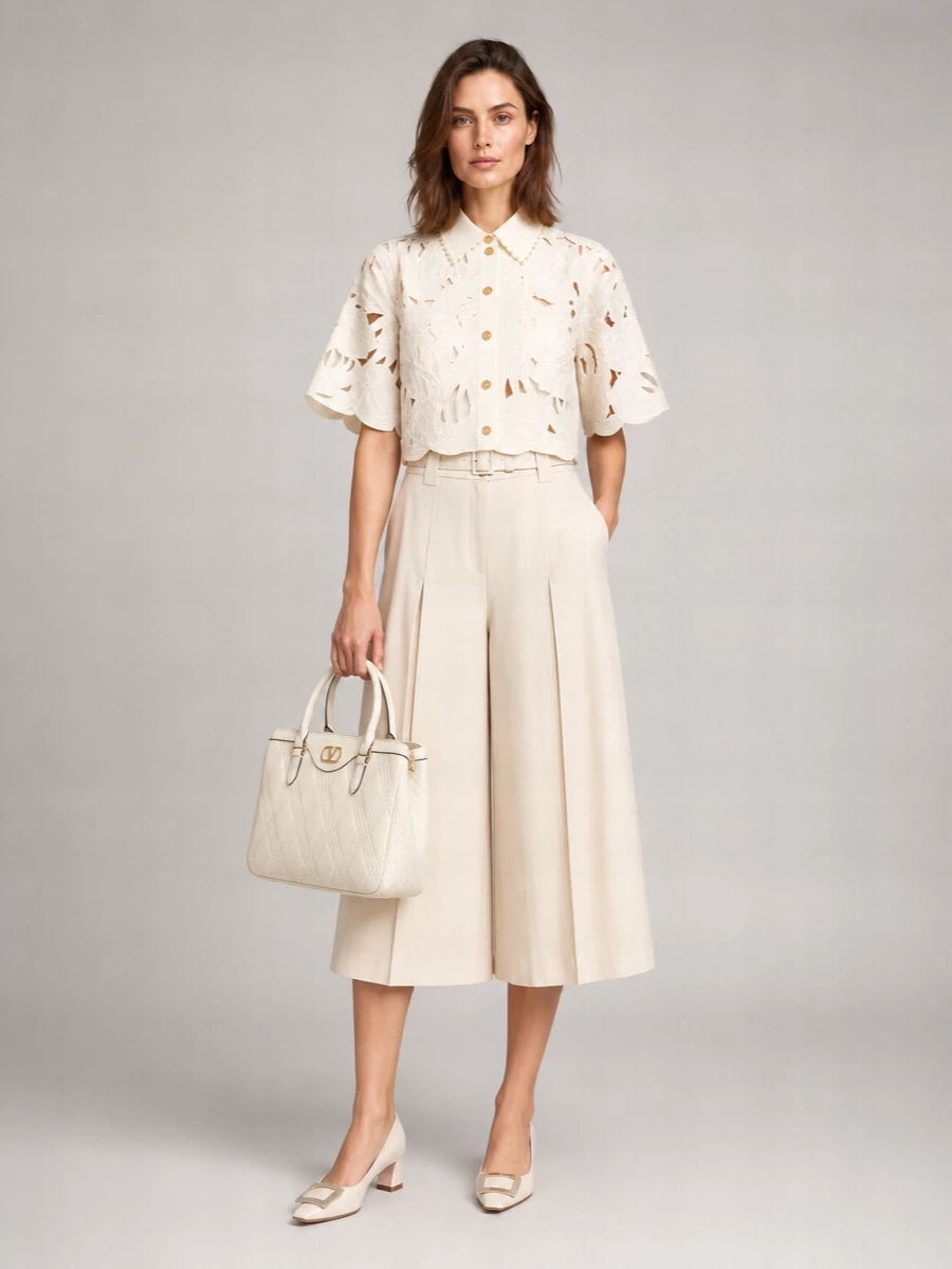 Zimmermann Embroidered Cropped Cotton Shirt