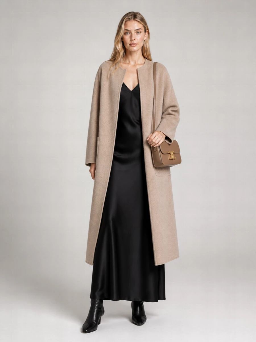 Max Mara Cashmere Crew Neck Long-Sleeve Single-Breasted Coat