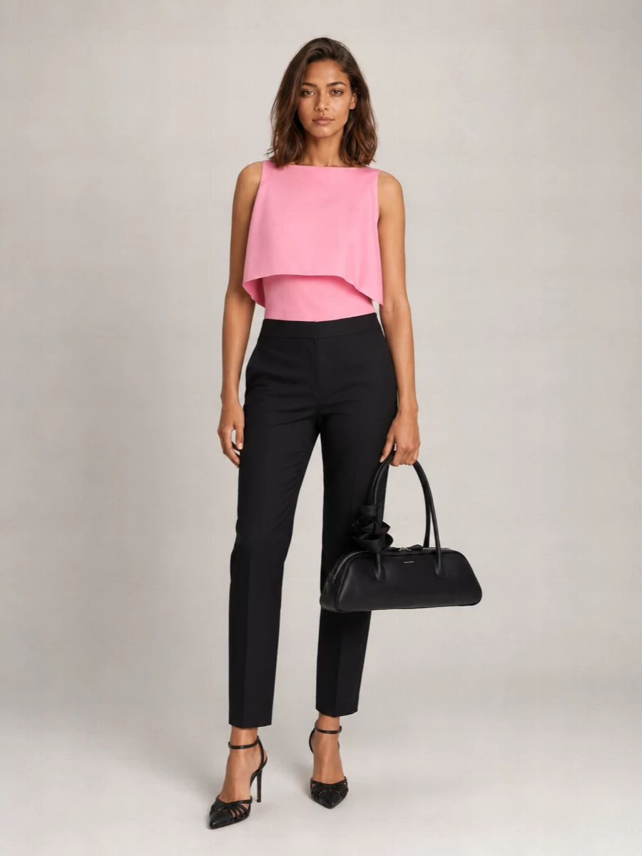 Alberta Ferretti Silk Cropped Boat Neck Cape