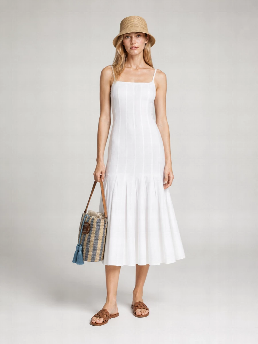 Valentino Garavani Small Raffia Striped Bucket Bag
