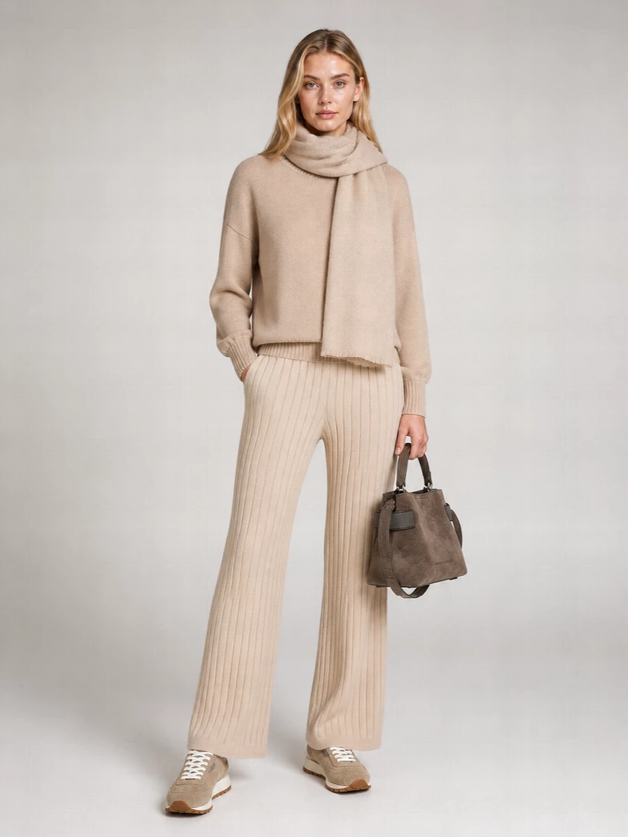 Brunello Cucinelli Cashmere Ribbed Crew Neck Long-Sleeve Sweatshirt