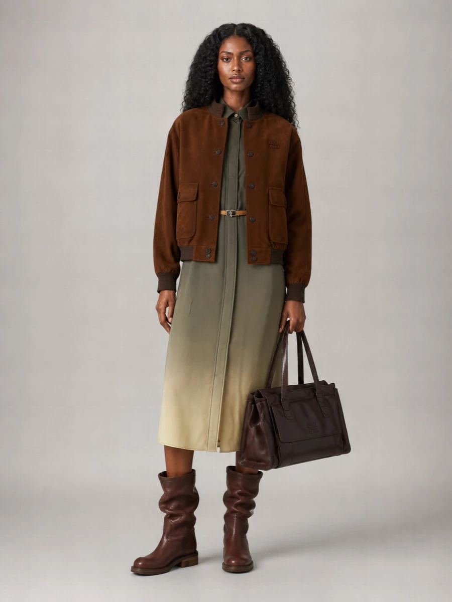 Miu Miu Lamb Leather Bomber Jacket