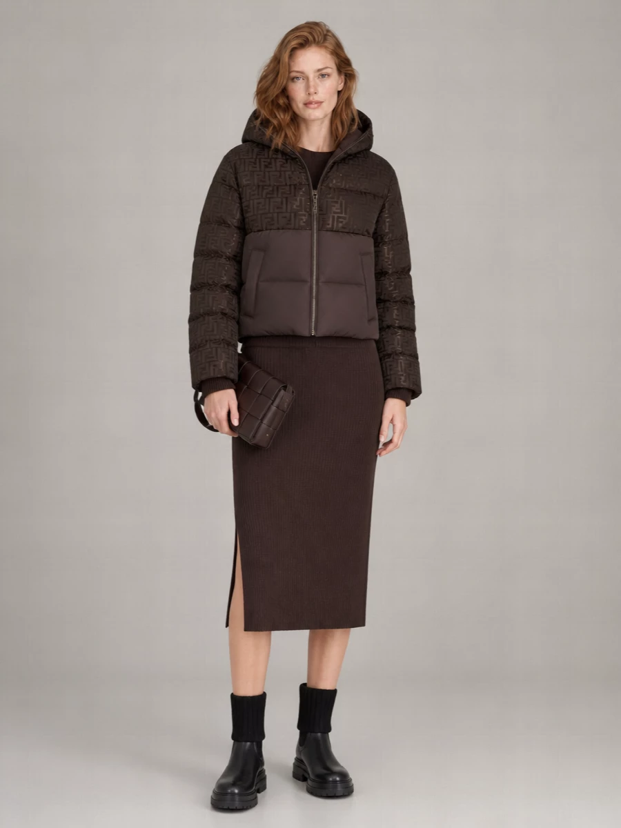 Fendi Down Ff Jacquard Puffer Jacket