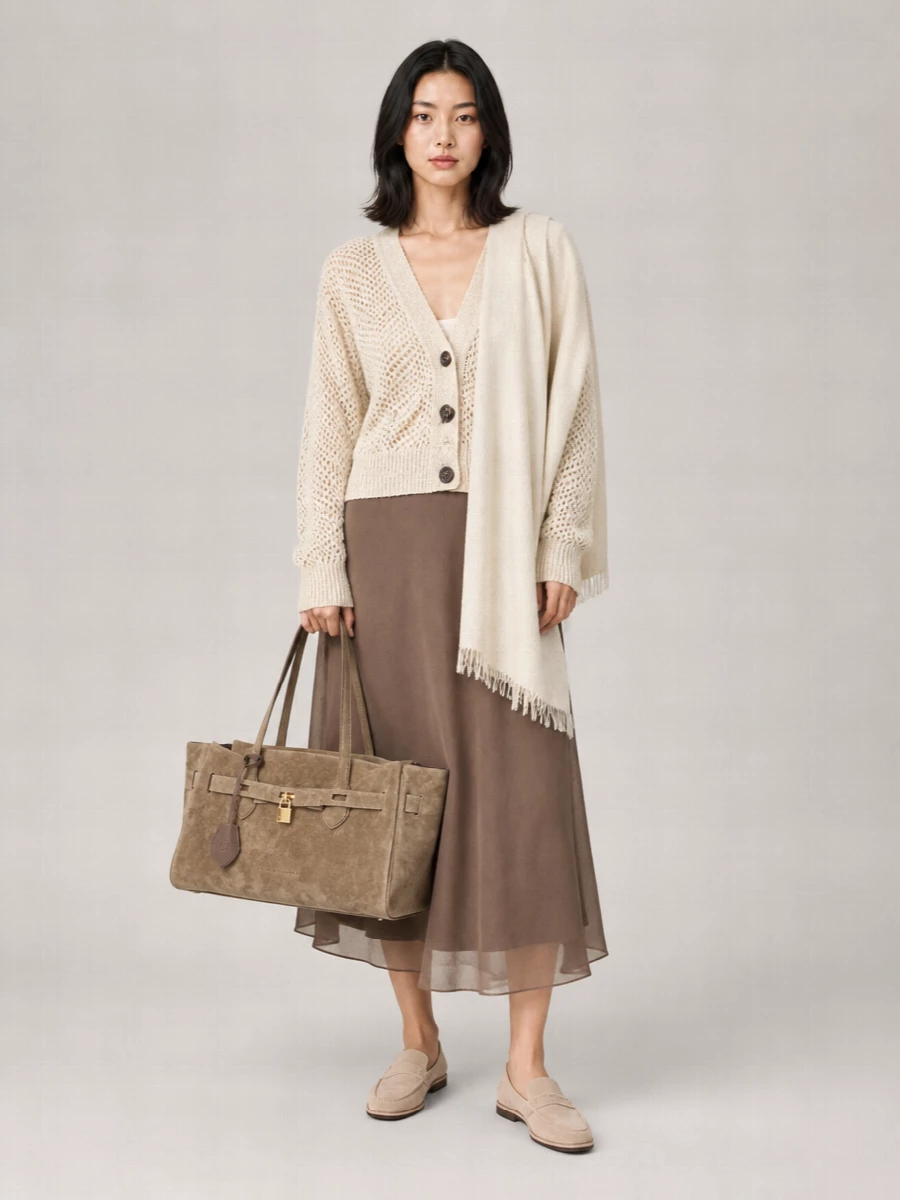 Brunello Cucinelli Ribbed V-Neck Mohair Cardigan