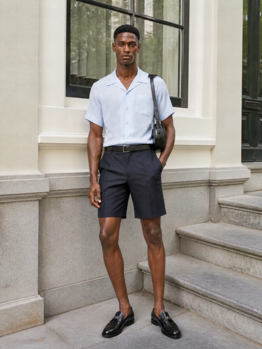 Alexander mcqueen tailored shorts pale blue shirt