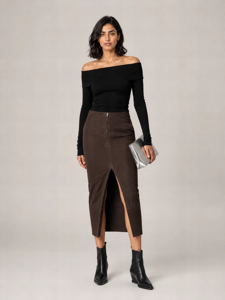 Rick Owens Lamb Leather Pencil Skirt