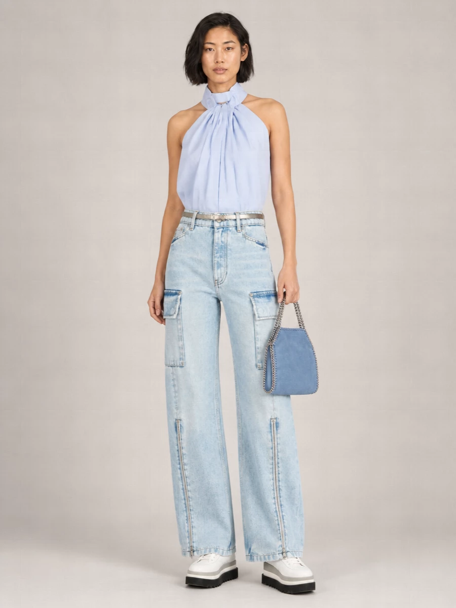 Stella Mccartney Cotton Wide-Leg Cargo Jeans