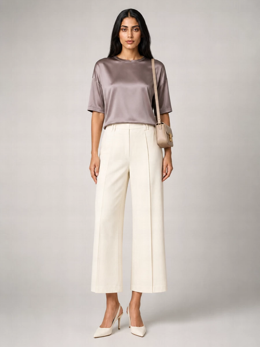 Brunello Cucinelli Silk Short-Sleeve Blouse