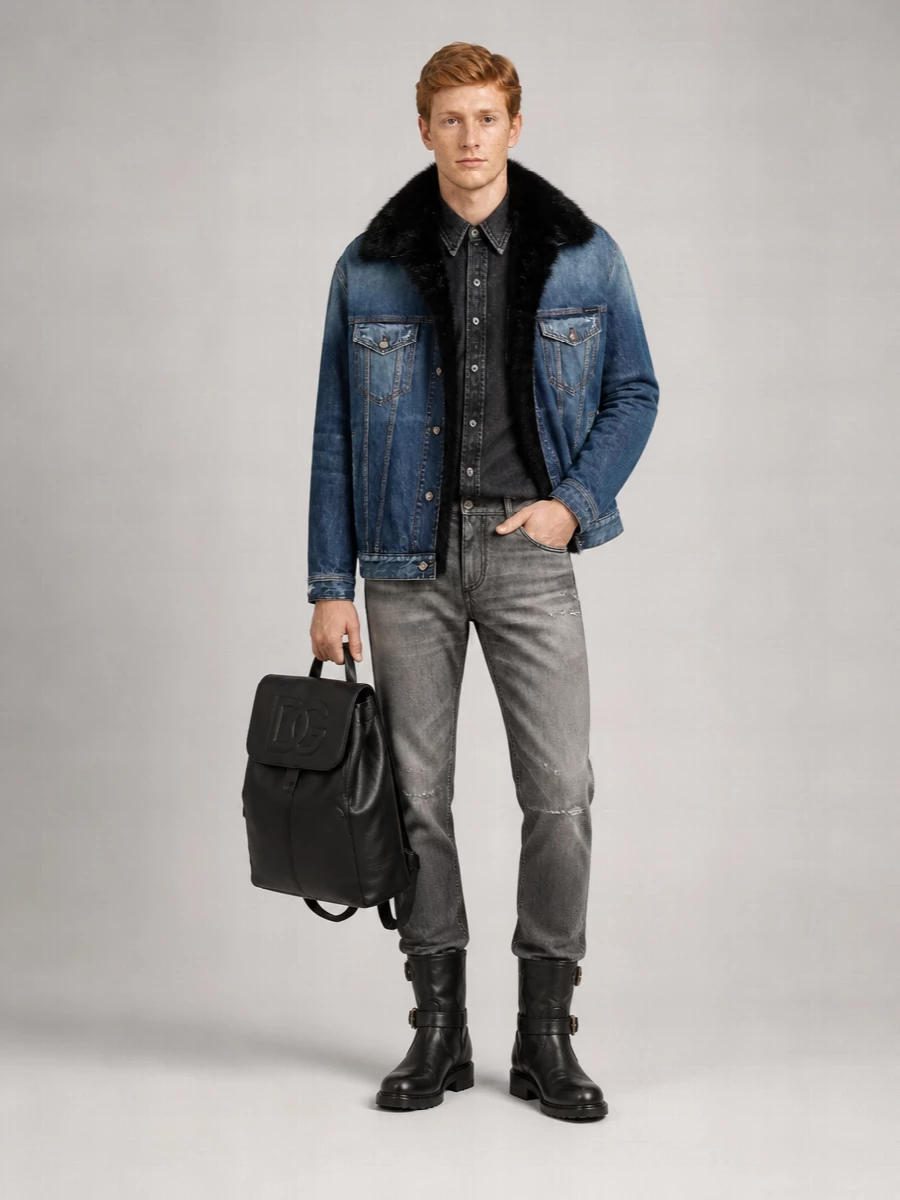 Dolce&Gabbana cotton faux fur trim denim jacket
