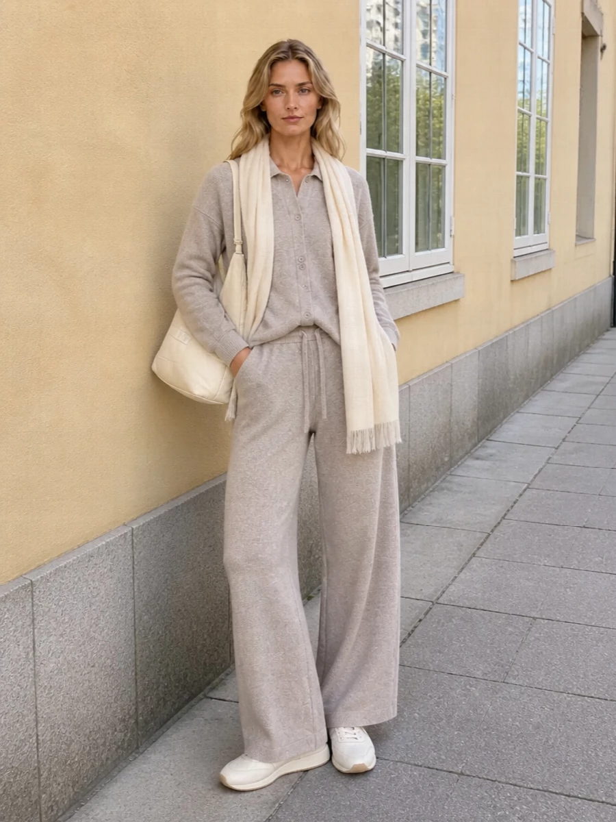 Max mara neutral knit set ivory sneakers