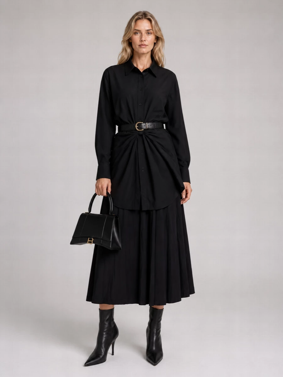 Balenciaga Pleated Maxi Skirt
