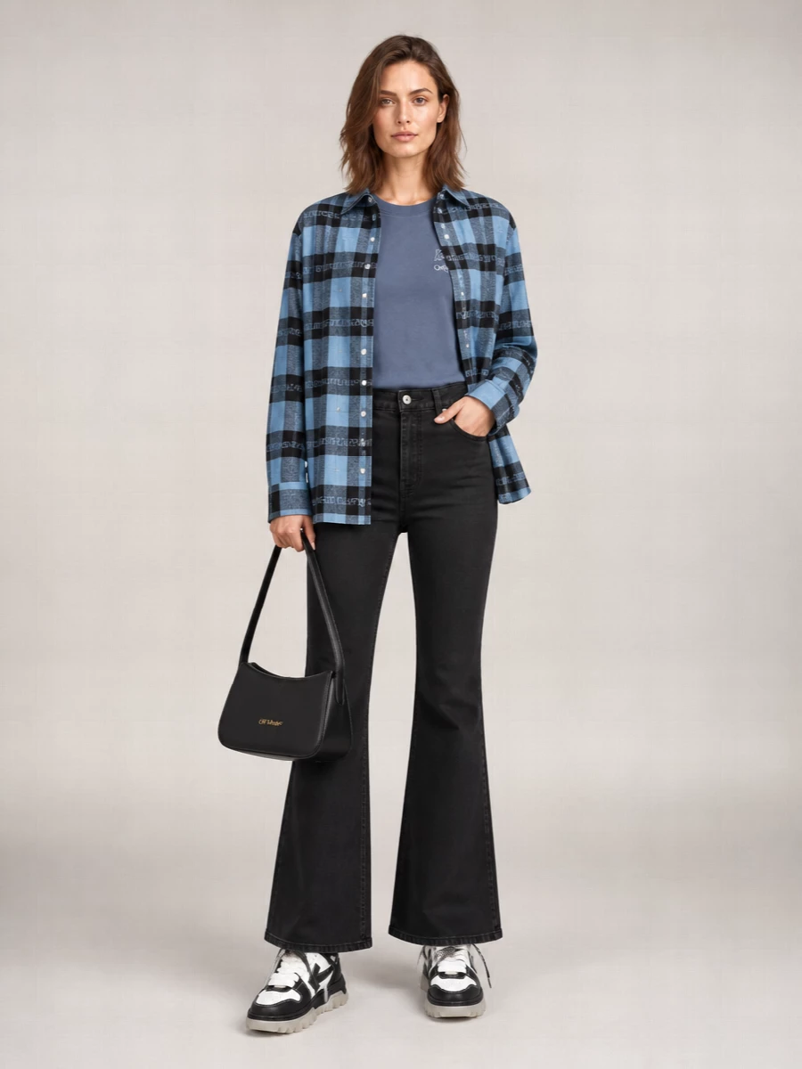 Off-White Cotton Checked Padded Overshirt Jacket