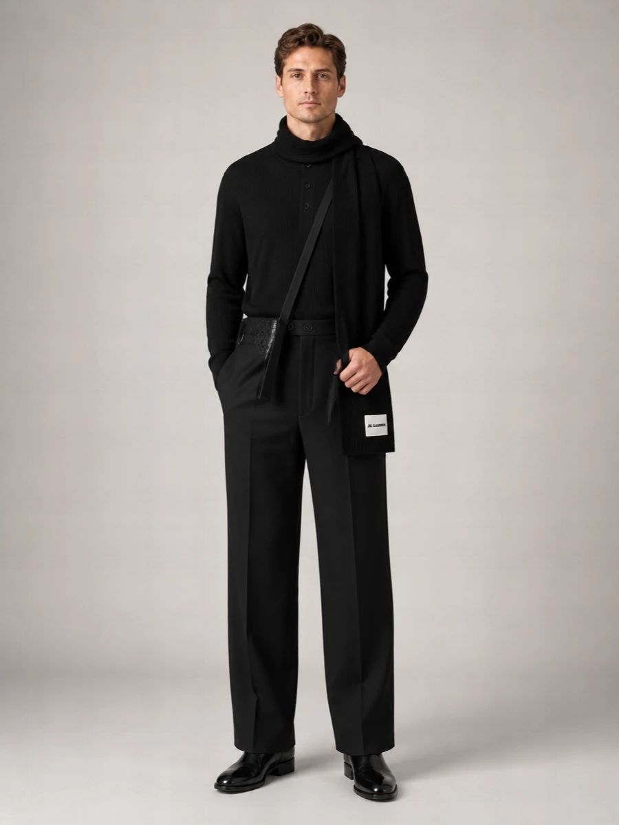 Studio Nicholson Cashmere Waffle-Knit Henley Jumper