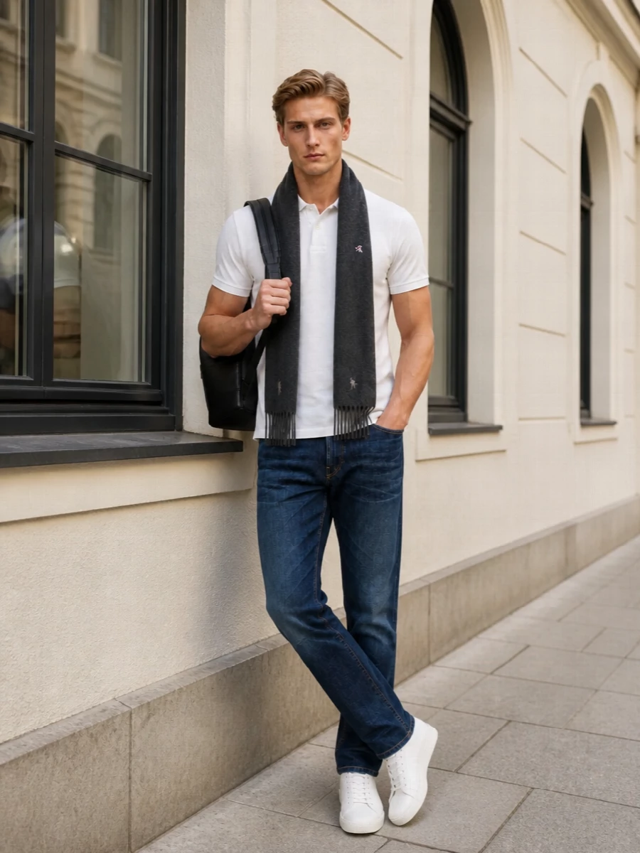 Calvin klein white polo dark jeans sneakers