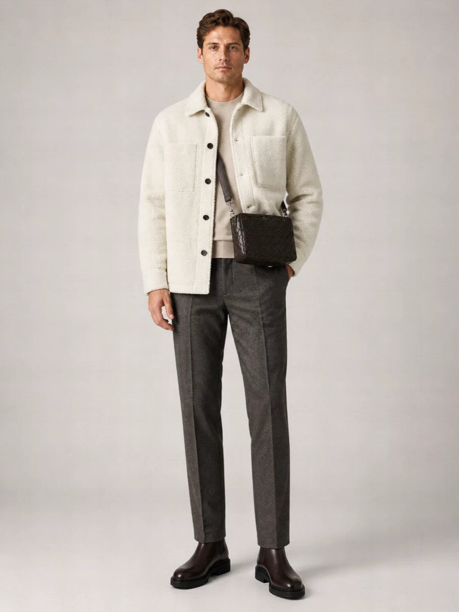 Bottega Veneta Shearling Oversized Shirt Jacket