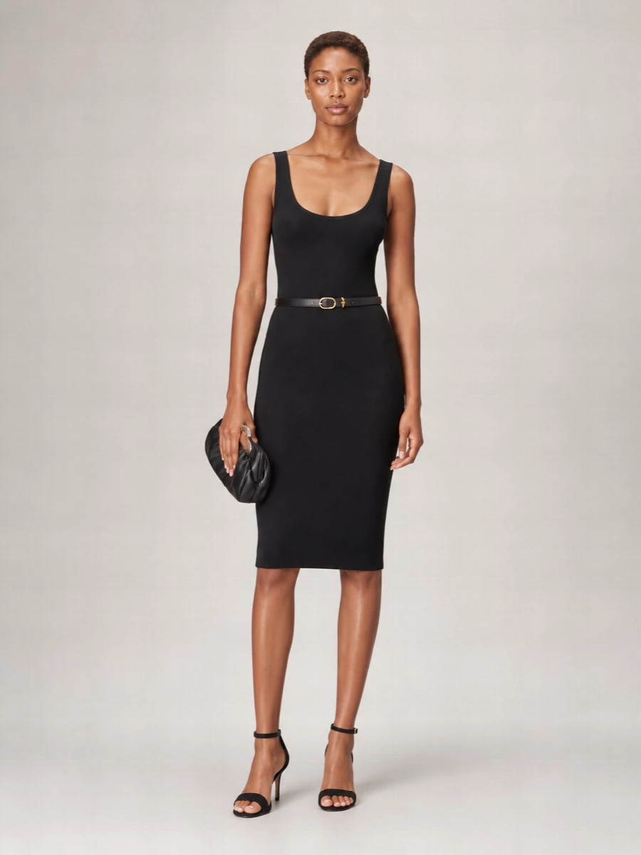 Hunza G Sleeveless Square-Neck Midi Dress