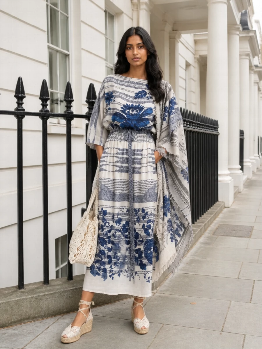Pierre louise mascia indigo maxi dress outfit
