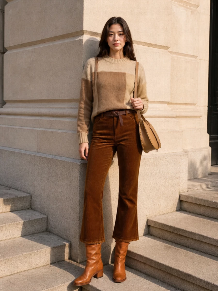 Isabel marant corduroy flares camel knit boots