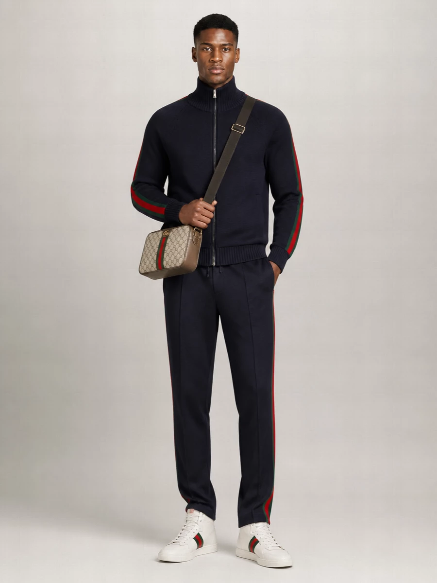 Gucci Wool Ribbed-Knit Zip-Up Jacket