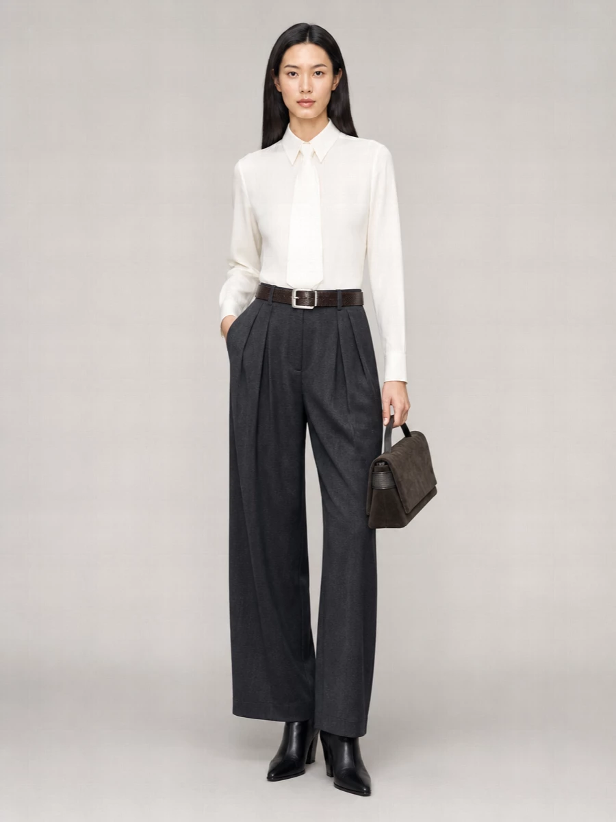 Brunello Cucinelli Wool High-Rise Pleated Tapered Trousers
