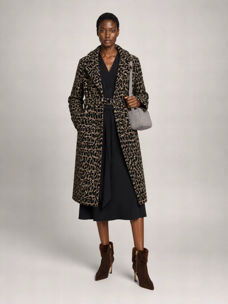 Herno Jacquard Animal-Print Belted Coat