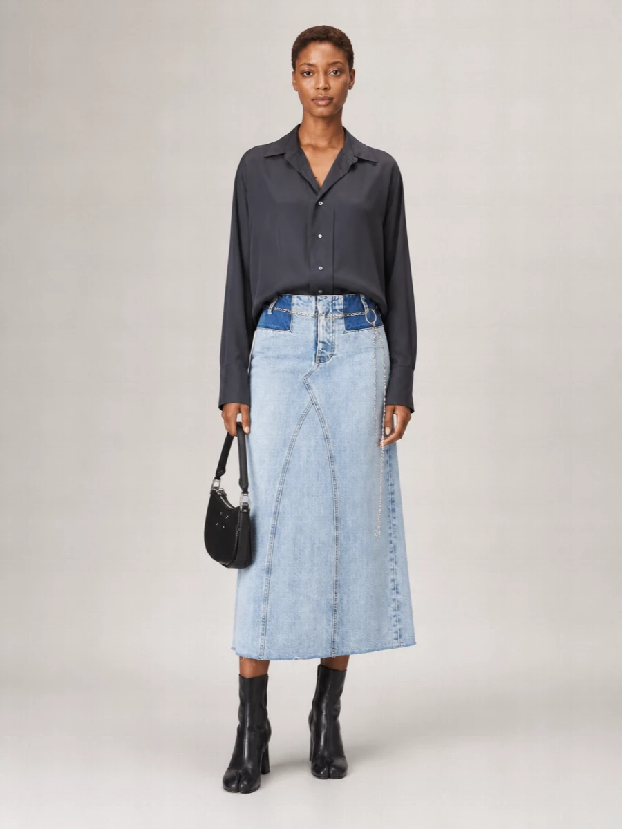 Maison Margiela Denim Two Tone Maxi Skirt