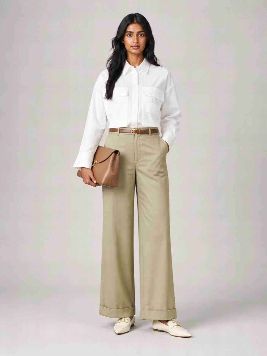 Palm Angels Cotton Pleated Wide-Leg Trousers