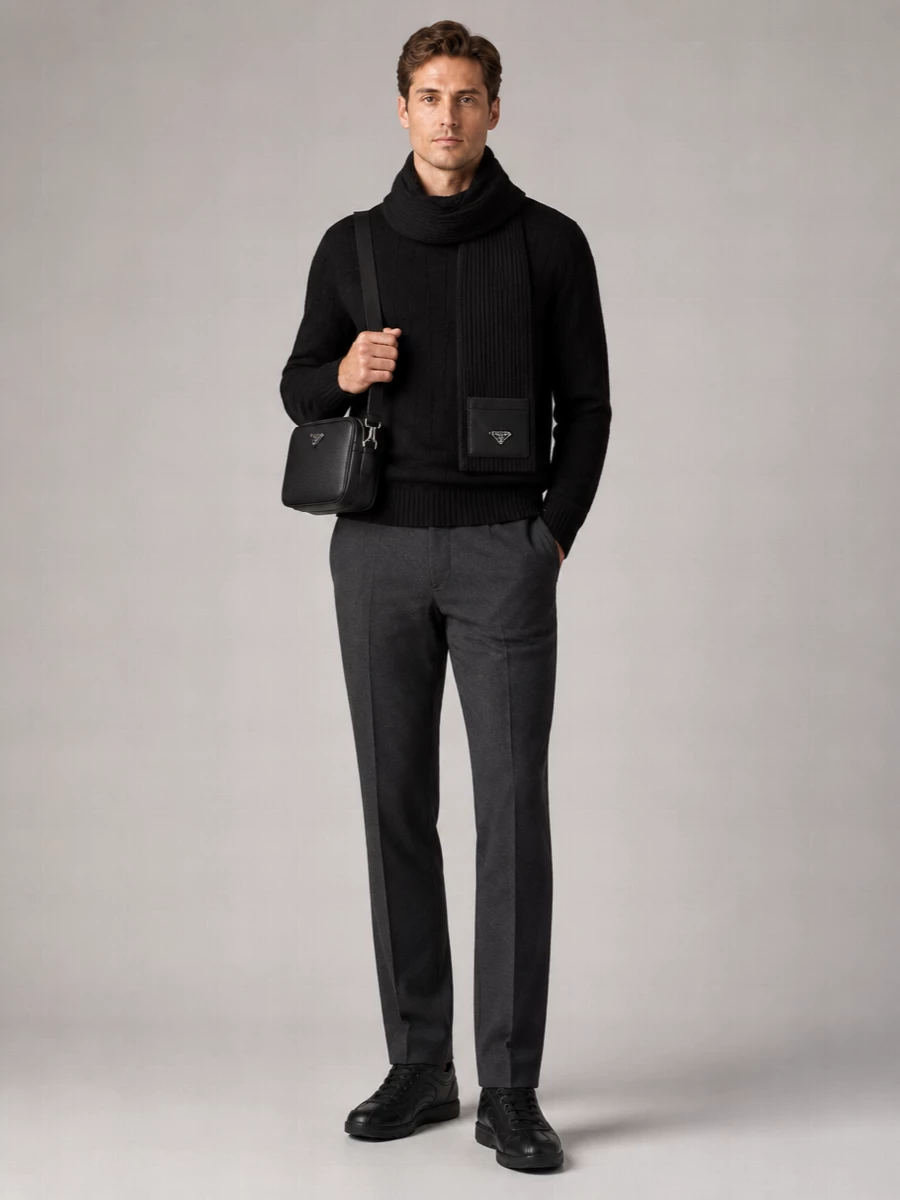 Prada Cashmere Wool Fine-Knit Crewneck Jumper