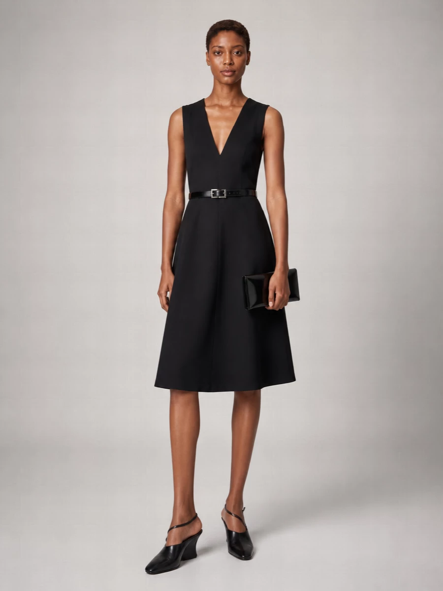 Jil Sander Sleeveless Satin Knee-Length Dress