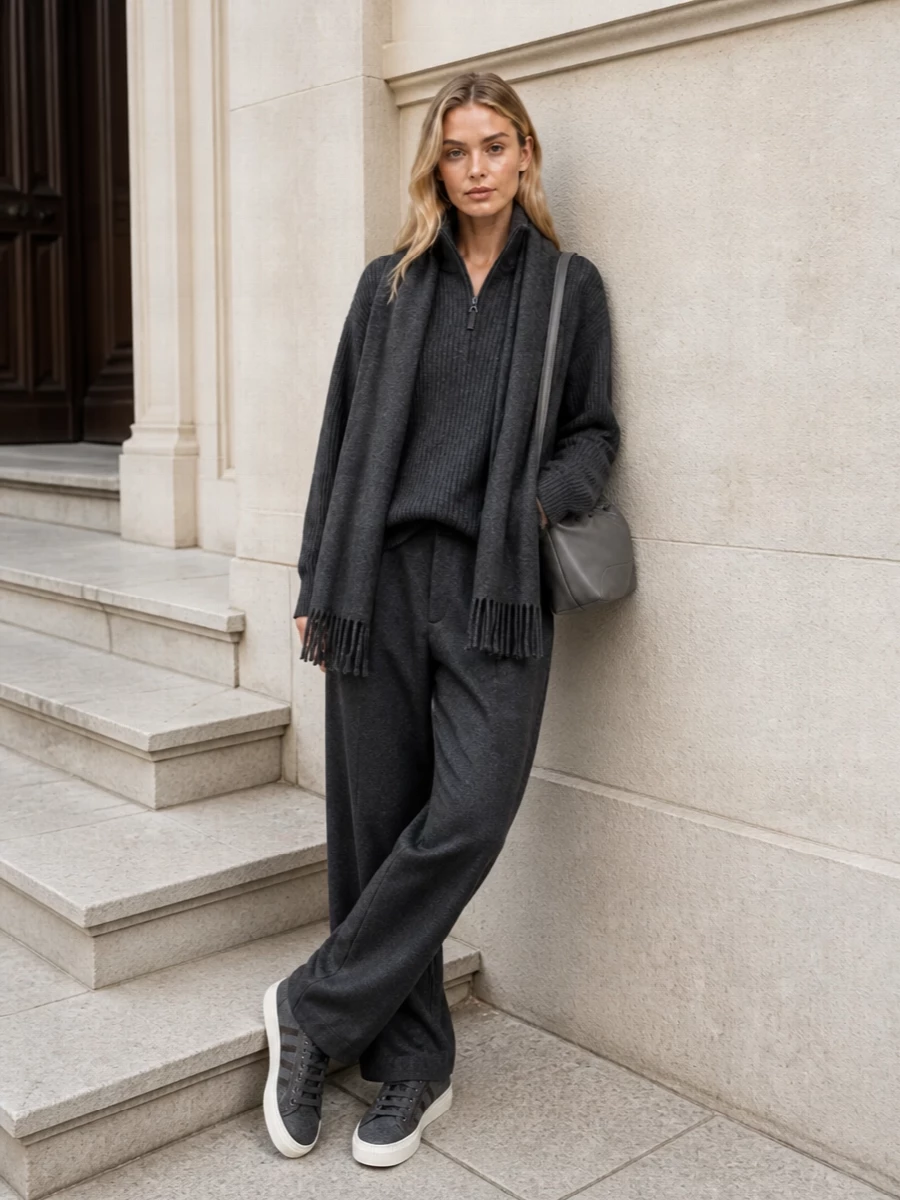 Brunello cucinelli charcoal knit lounge trouser