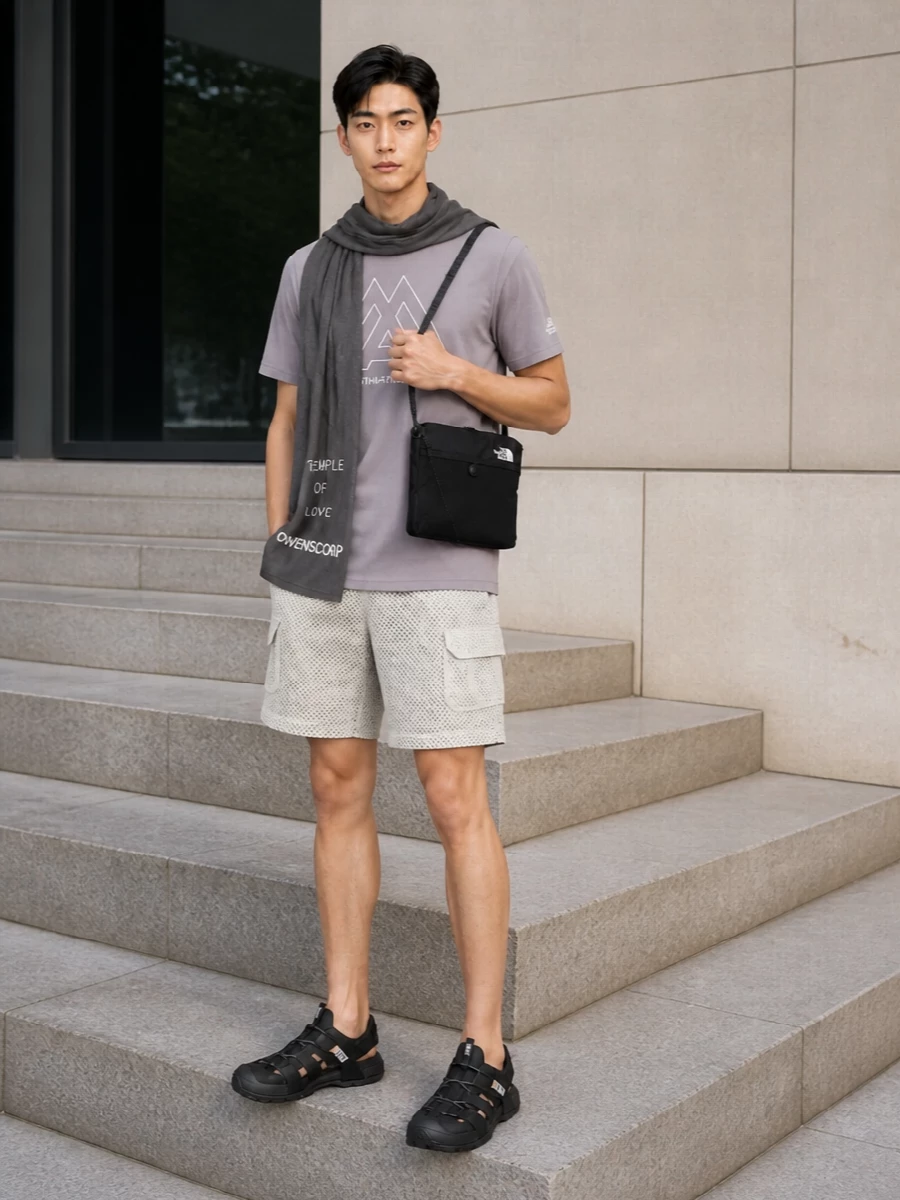 The north face mesh shorts technical tee sandals
