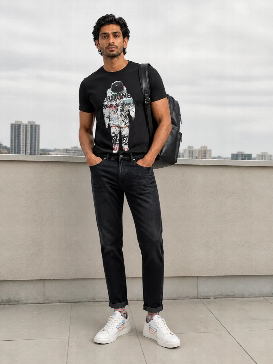 Paul smith astronaut tee black jeans sneakers