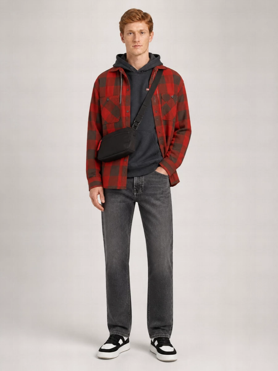 Diesel Checked Hooded Cotton Shirt Jacket