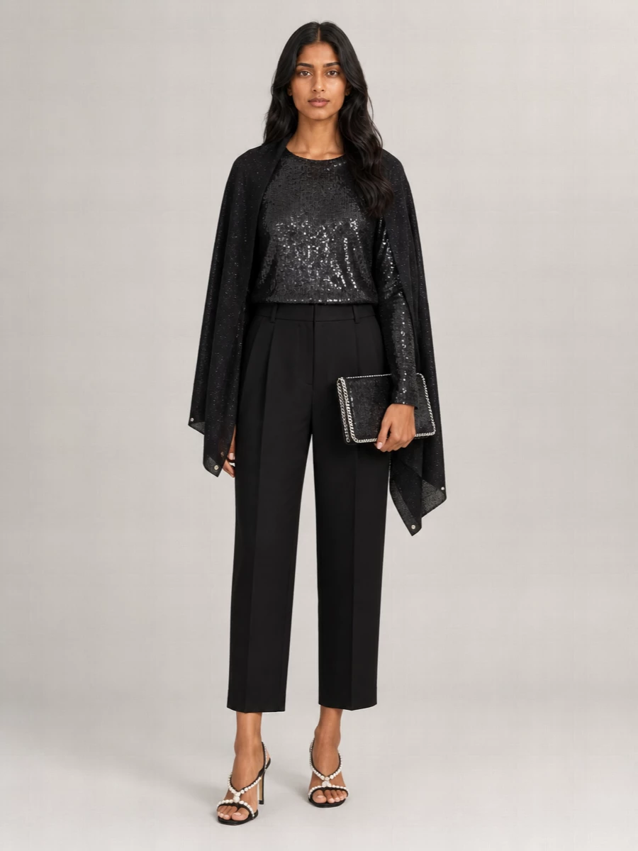 Parosh Sequined Long-Sleeve Blouse