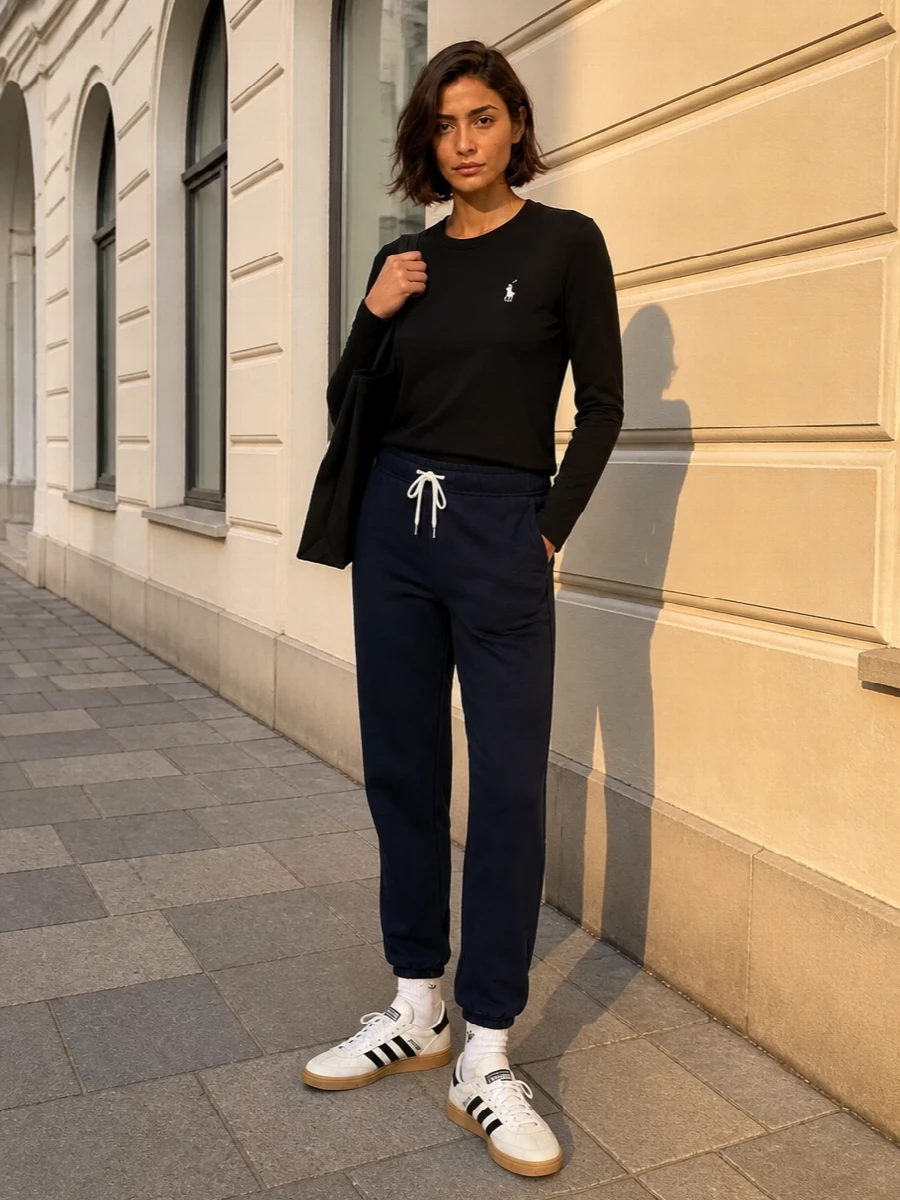 Polo ralph lauren sweatshirt navy joggers adidas sneakers