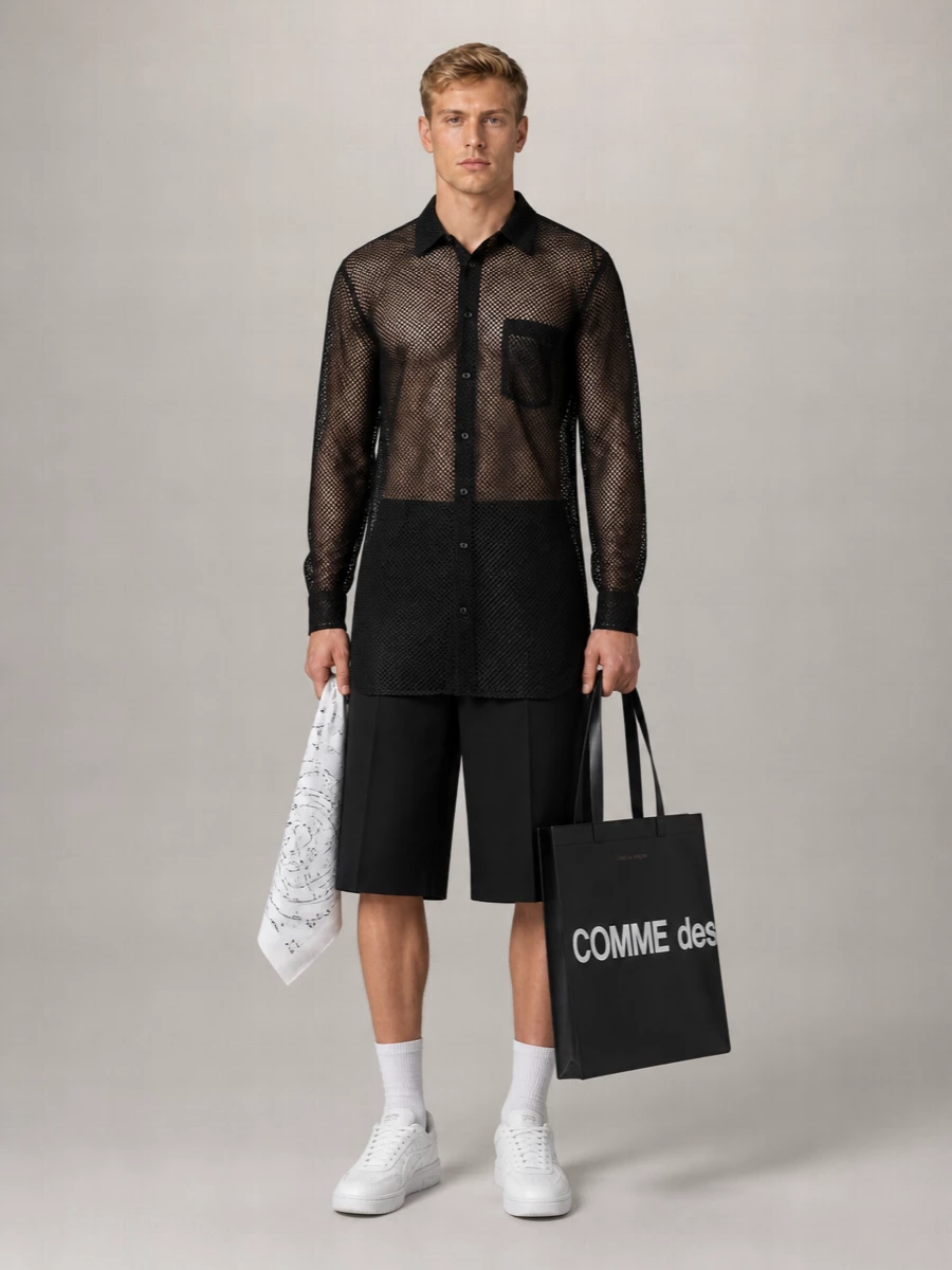 Comme Des Garçons Mesh Long-Sleeve Shirt