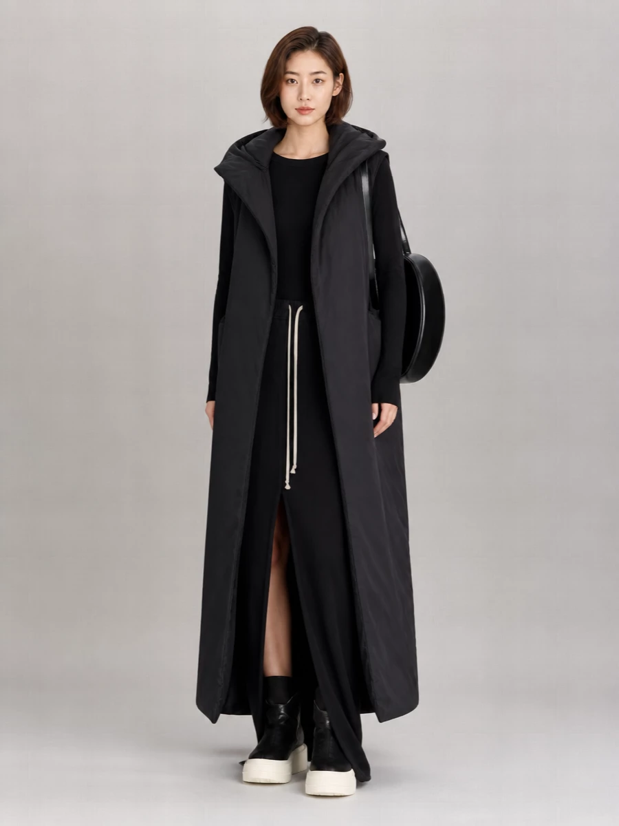 Rick Owens Drkshdw Padded Hooded Long Vest