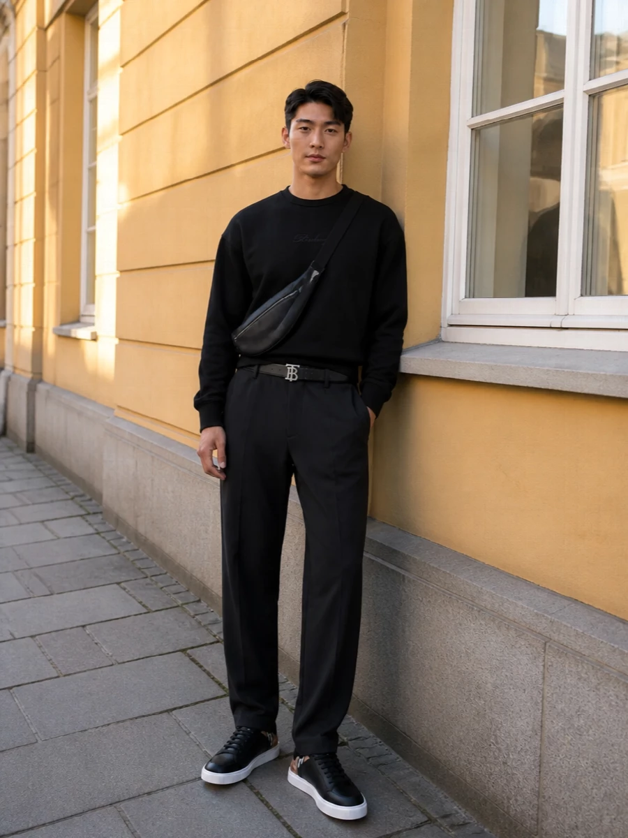 Burberry black sweatshirt tailored jogger outfit