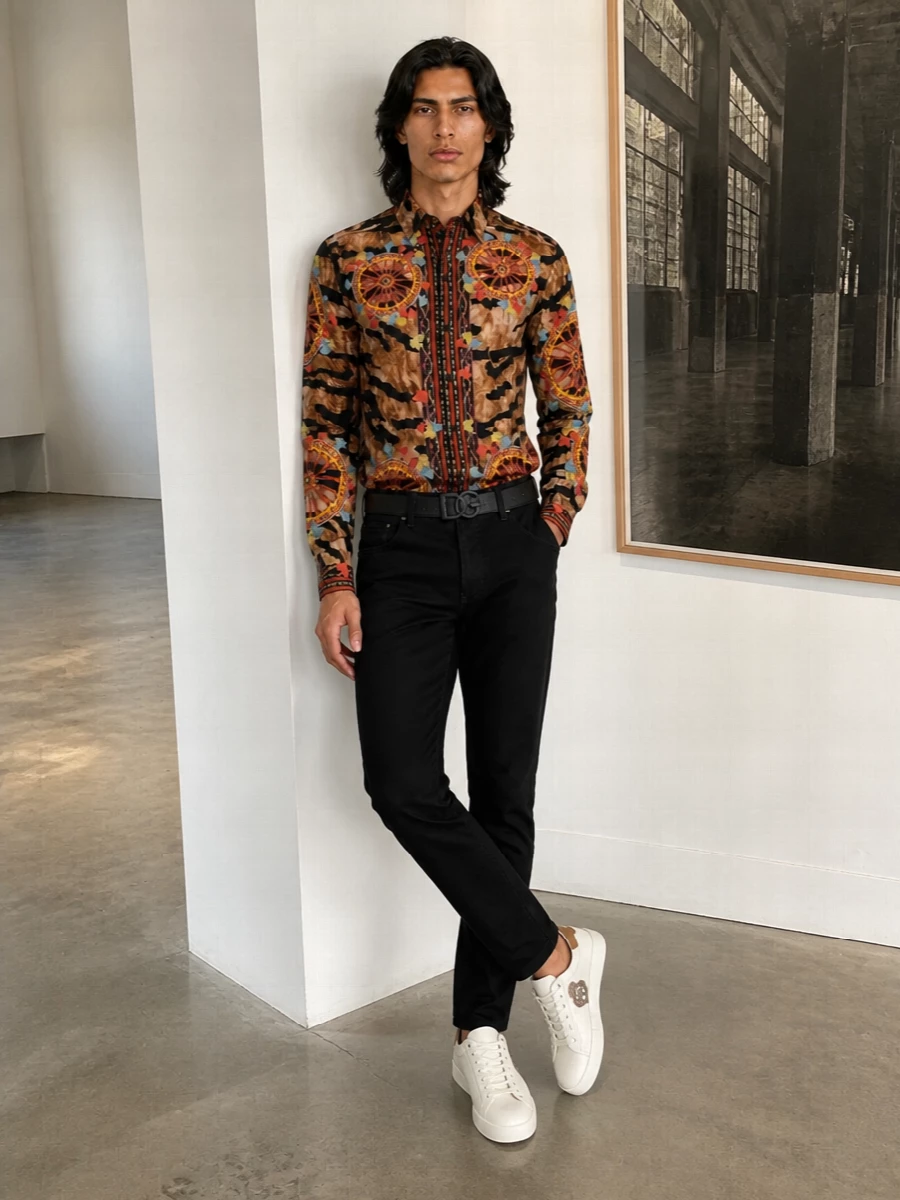 Dolce gabbana tiger print shirt black trousers
