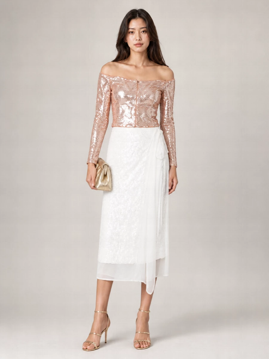 Self-Portrait Sequined Sleeveless Blouse