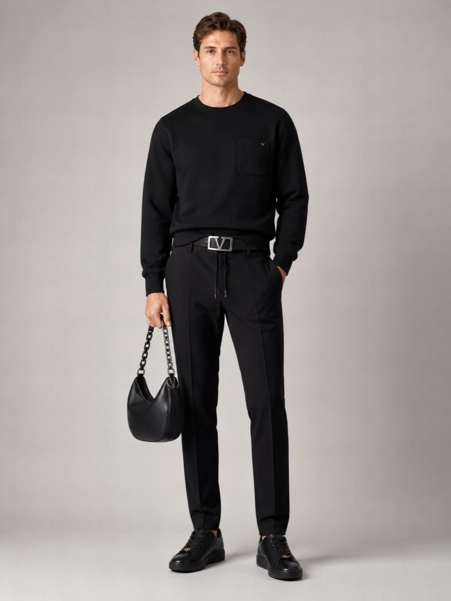 Valentino Garavani Ribbed Cotton Long-Sleeve Sweatshirt
