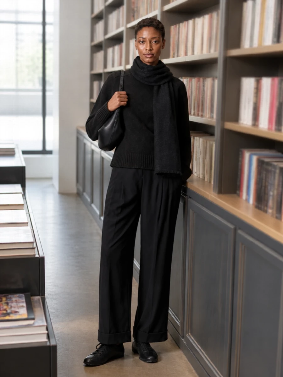 Soeur black sweatshirt wide leg trousers outfit