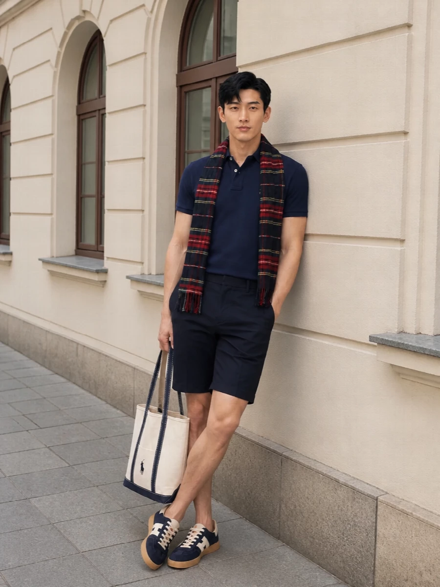 Polo ralph lauren navy polo hogan sneakers outfit